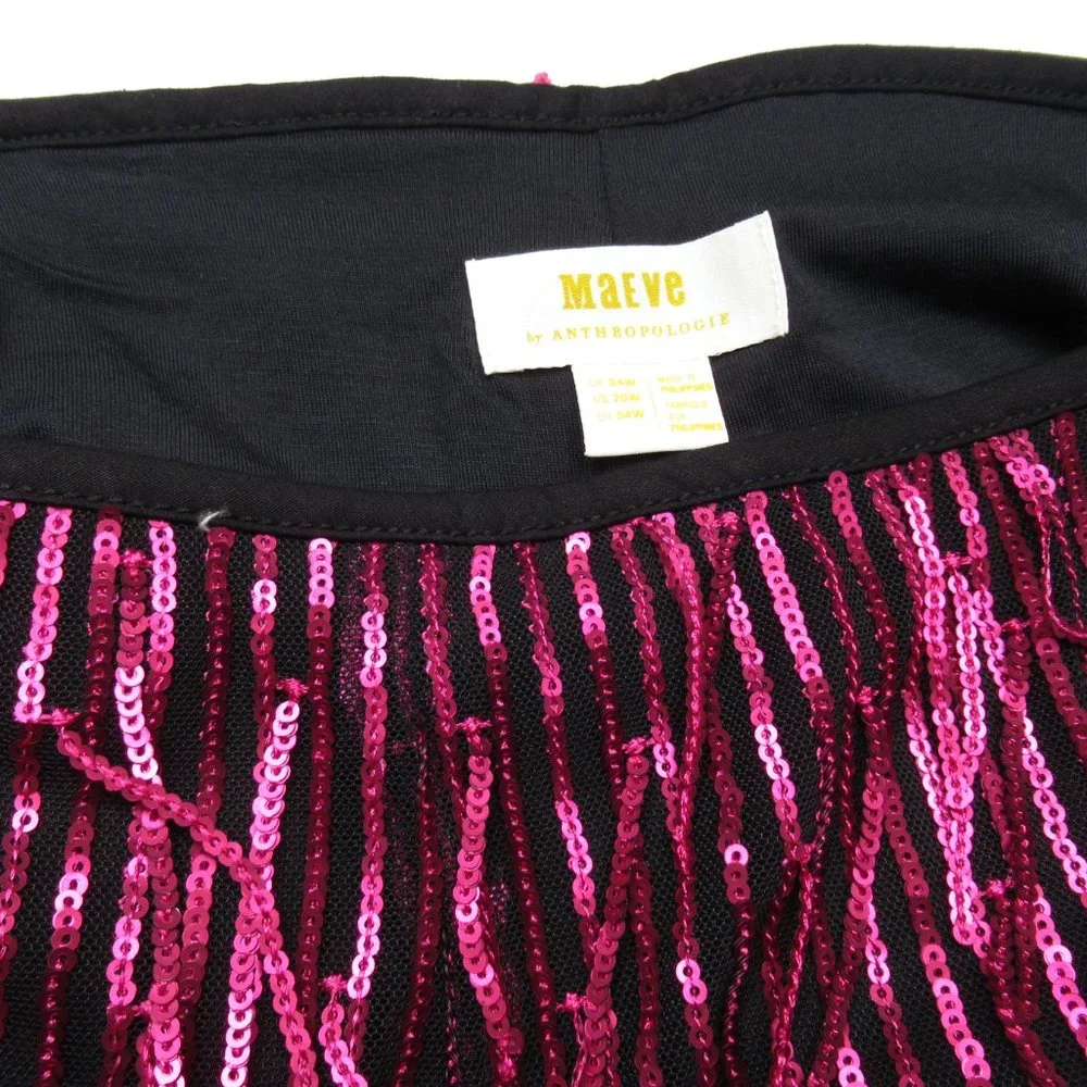 Anthropologie Maeve Fringed Sequined Wide-Leg Pants Plum Purple 20W Plus - Picture 12 of 13